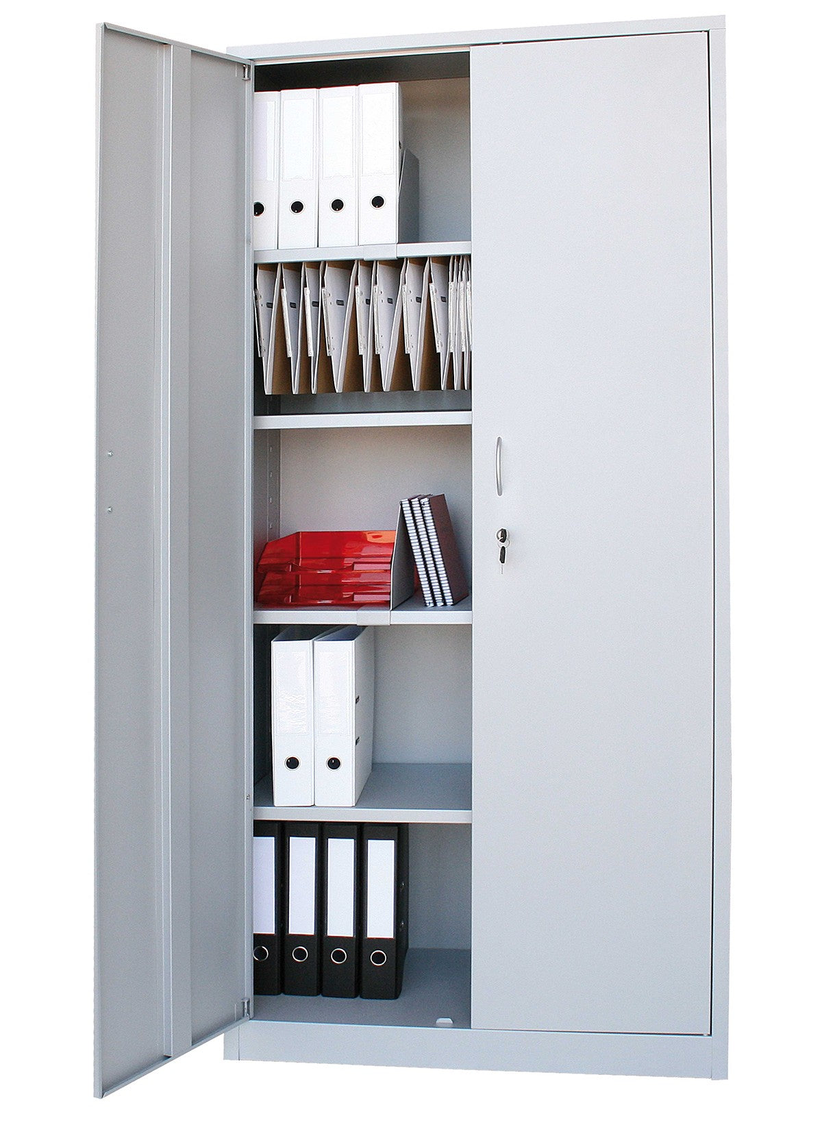 Armario metálico con puertas.