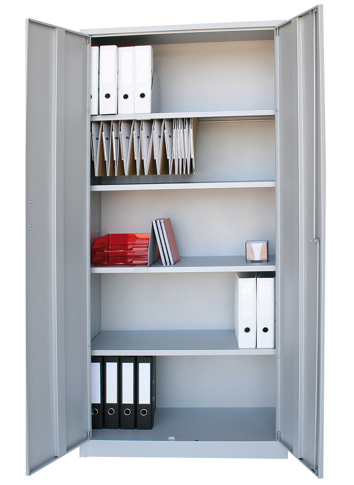 Armario metálico con puertas.