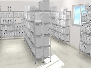 Estantería de ángulo pintada en epoxi.